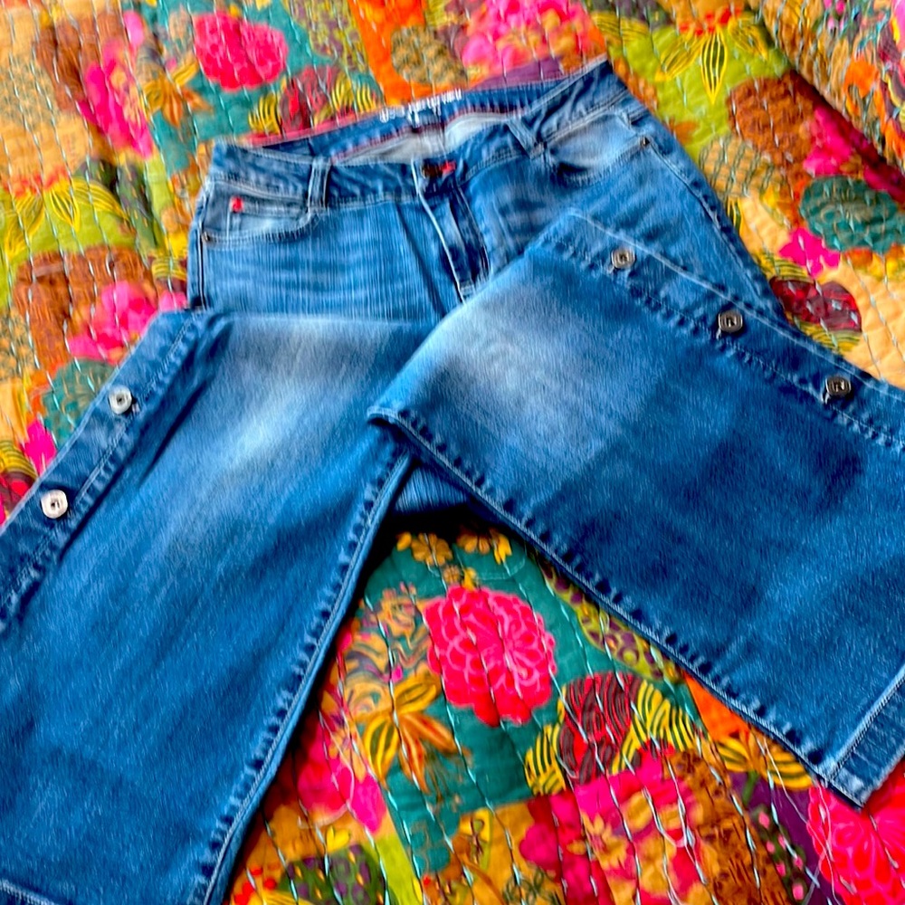 Peace Love World Flare Leg Jeans Button Sides